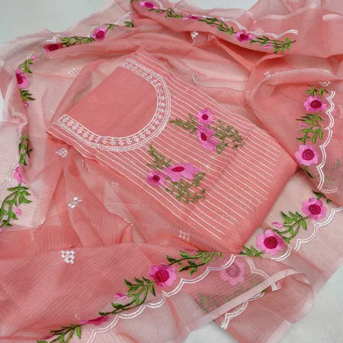 Exclusive Kota Doria Unstitched Dress Material with Dupatta – Lightweight, Elegant & Handcrafted Ethnic Wear for Women